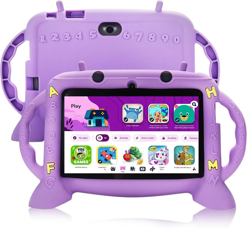 MengDash Kids Tablet, 7 inch Tablet for Kids 2-10, Educational Learning Toddler Tablet Android 11, 3GB RAM+32GB ROM Storage, Google Play YouTube, Baby Girl boy Present（Purple） - Image 1